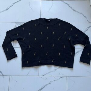 Wooden Ships lighting bolt sweater black knit size S/M